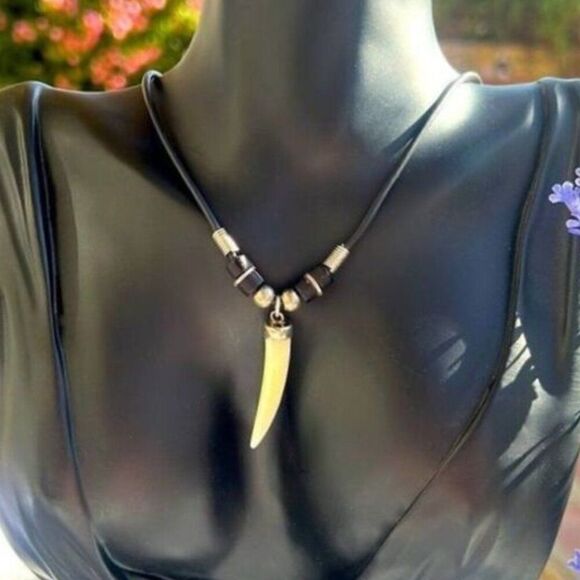 Mother of Pearl Horn Amulet Necklace - Picture 1 of 8